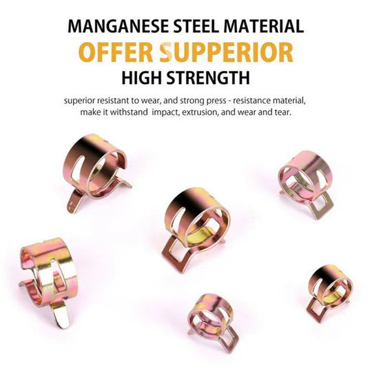 100PCS STEEL SPRING CLIP HOSE CLAMPS 6-22MM ADJUSTABLE RANGE WORM GEAR STAINLESS