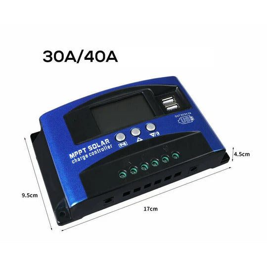 30/40/50/100A Solar Panel Charge Controller 12V 24V Regulator Auto Dual USB Mppt