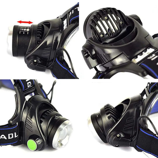 100000LM Rechargeable Headlight Zoomable LED Headlamp CREE XML T6 Head Torch