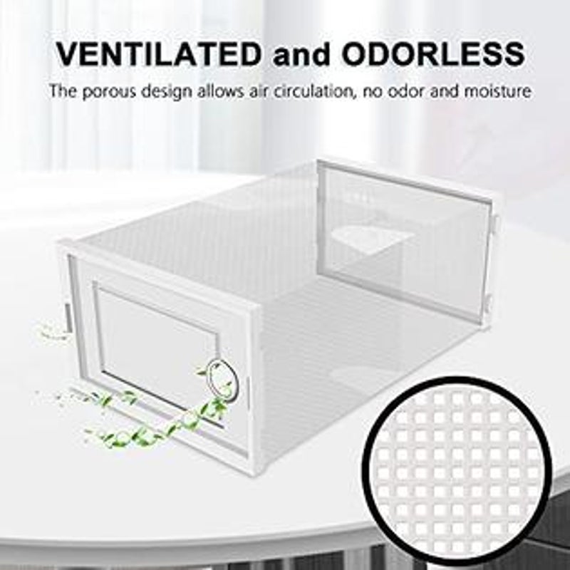 12Pcs Shoe Box Storage Case Clear Boxes Foldable Stackable Transparent Organizer