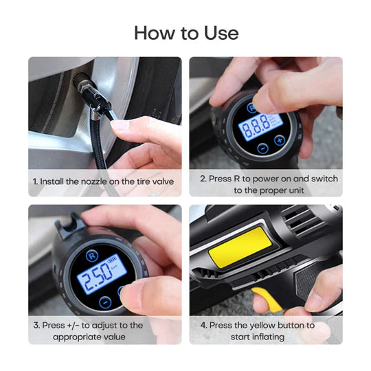 12V AIR COMPRESSOR PUMP AUTOMATIC DIGITAL CAR TYRE INFLATORS HANDHELD CORDLESS