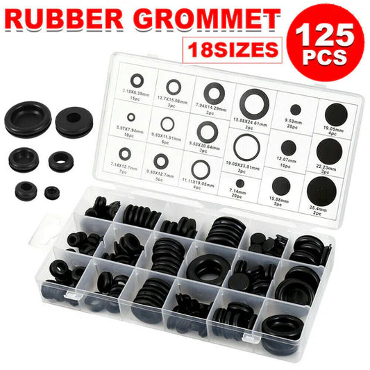 125 RUBBER GROMMET FIREWALL HOLE PLUG SET ELECTRICAL WIRE GASKET ASSORTMENT KIT