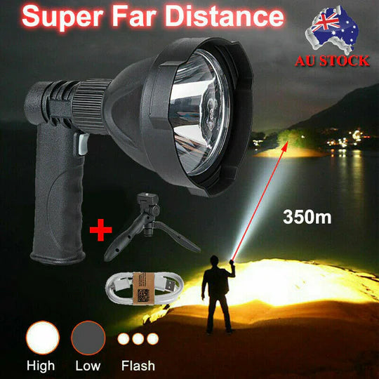 LED HANDHELD SPOTLIGHT RECHARGEABLE HUNTING CAMPING FLASHLIGHT SPOT LIGHT TORCH