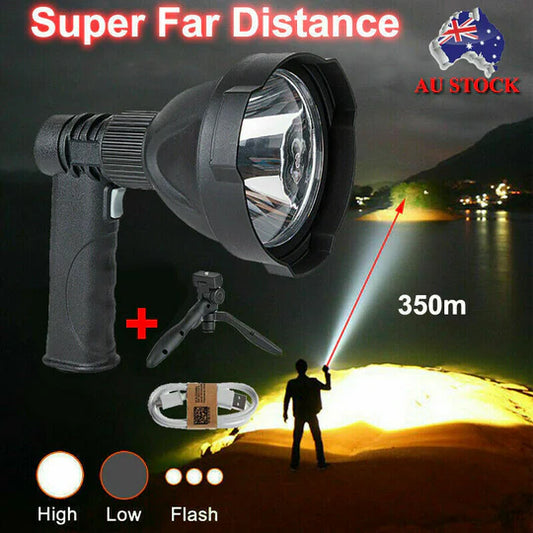 LED HANDHELD SPOTLIGHT RECHARGEABLE HUNTING CAMPING FLASHLIGHT SPOT LIGHT TORCH