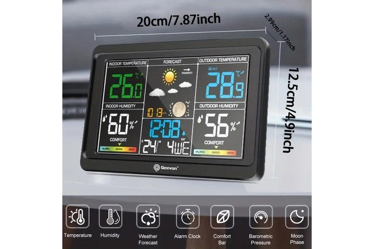 Geevon Wireless Weather Station Indoor Outdoor Thermometer Clock