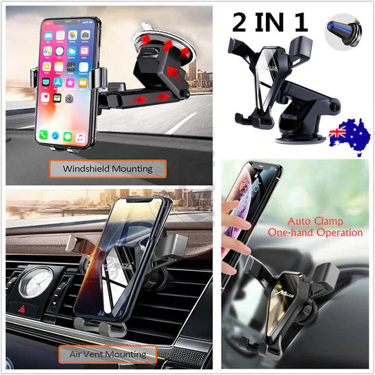 UNIVERSAL GRAVITY CAR CRADLE AIR VENT PHONE MOUNT HOLDER WINDSHIELD DASH STAND
