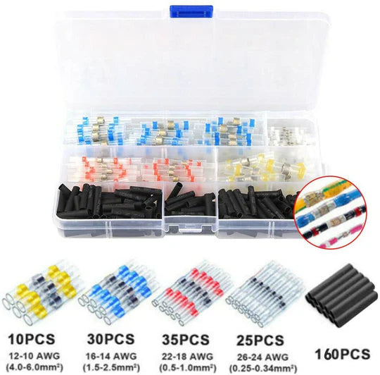 260X WATERPROOF SOLDER SEAL SLEEVE HEAT SHRINK BUTT WIRE CONNECTOR TERMINAL TUBE