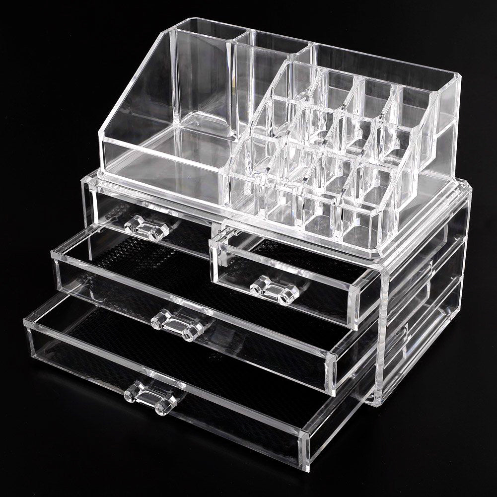 4 Drawer Clear Acrylic Box Cosmetic Organizer Storage Jewellery Makeup Holder