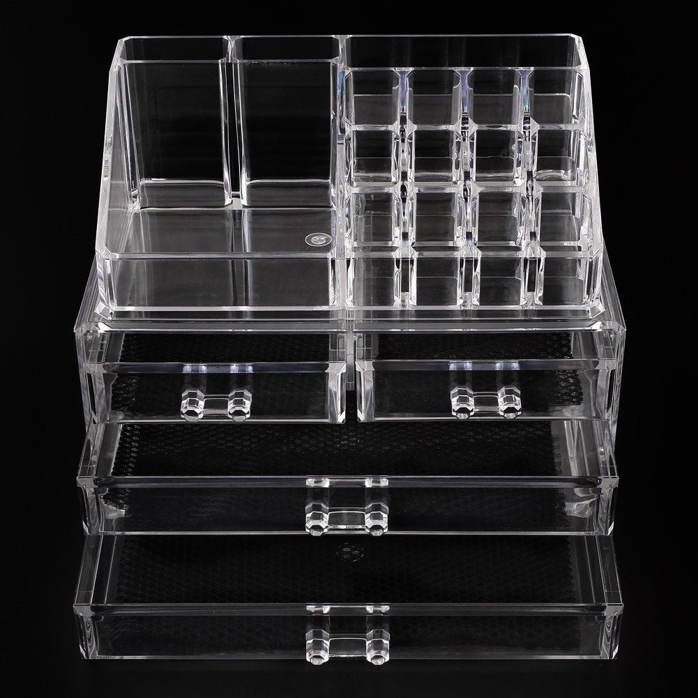 4 Drawer Clear Acrylic Box Cosmetic Organizer Storage Jewellery Makeup Holder