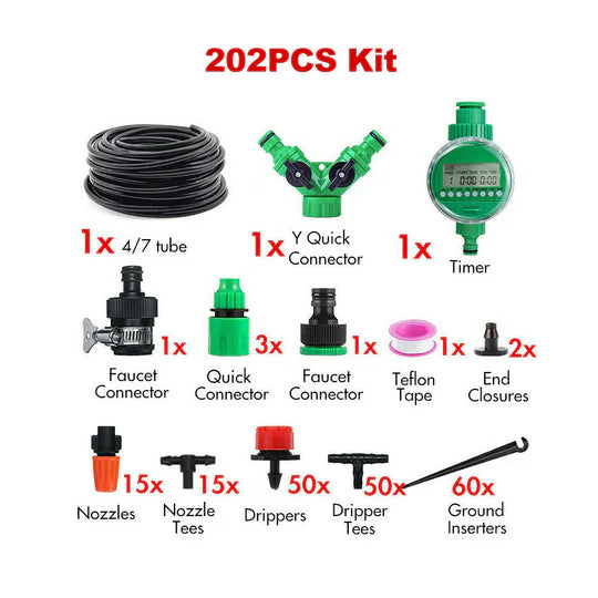 Garden Irrigation System Plant Watering DIY Micro Drip 152Pcs/201Pcs/202Pcs Kits