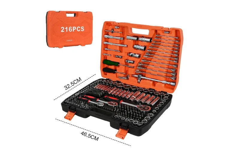 216pcs Mechanics Tool Kit Screwdriver Bit Wrench Repair Set