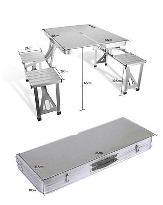 FOLDING PORTABLE PICNIC TABLE OUTDOOR CAMPING BBQ PARTY W/4 CHAIRS HIGH QUALITY