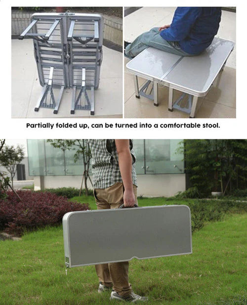 FOLDING PORTABLE PICNIC TABLE OUTDOOR CAMPING BBQ PARTY W/4 CHAIRS HIGH QUALITY