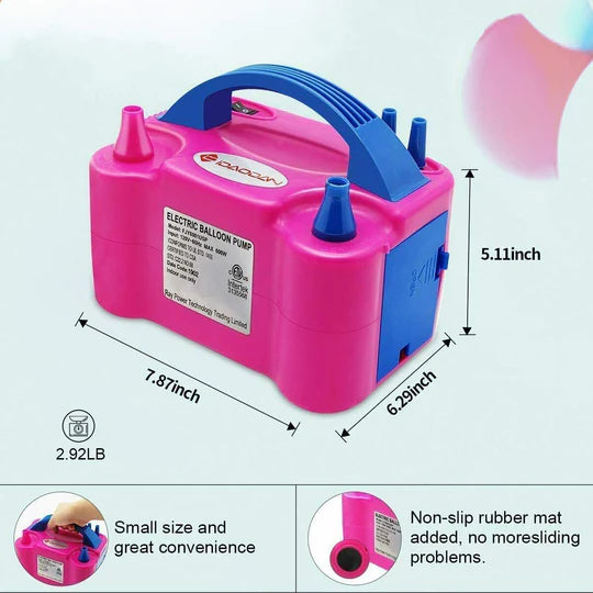 ELECTRIC BALLOON PUMP BALLON INFLATOR 600W POWER 2 NOZZLES PORTABLE HIGH POWER