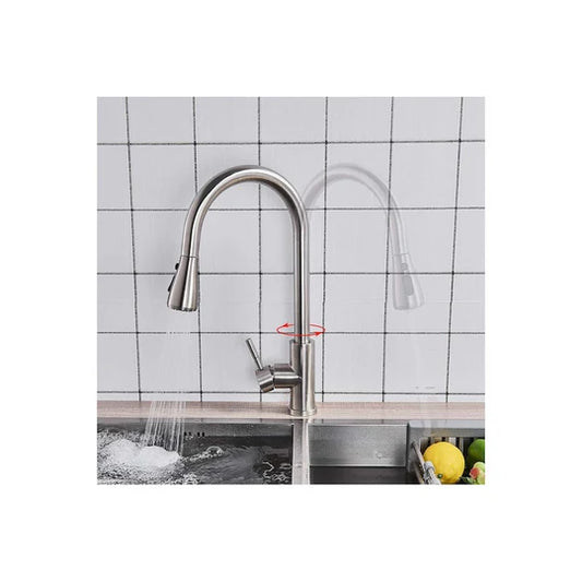 304 Stainless Steel Pull-out Kitchen Faucet Hot and Cold Universal Telescopic Sink Sink Sink Faucet