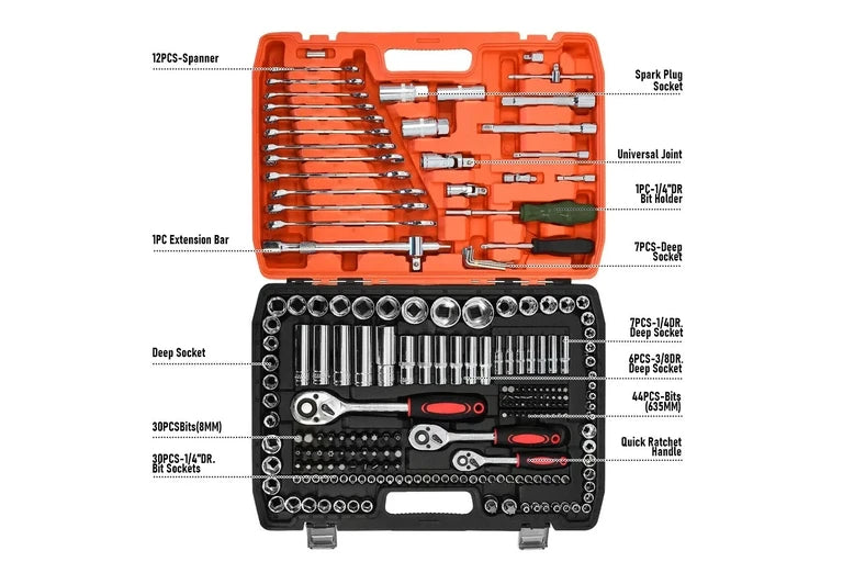 216pcs Mechanics Tool Kit Screwdriver Bit Wrench Repair Set