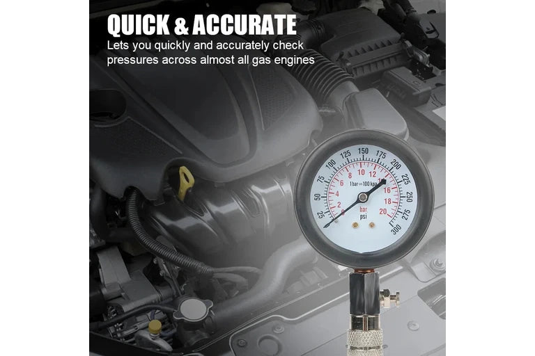 Gasoline Engine Compression Tester with M10 M12 M14 M18 Adapters