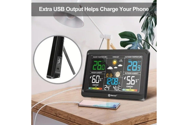 Geevon Wireless Weather Station Indoor Outdoor Thermometer Clock
