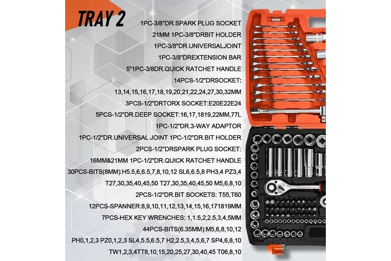 216pcs Mechanics Tool Kit Screwdriver Bit Wrench Repair Set