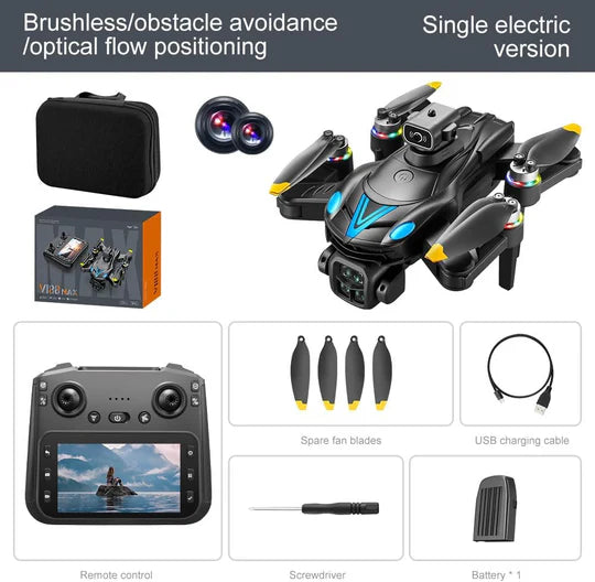 V188MAX Foldable Brushless Drone with 8K HD Dual Camera & Screen