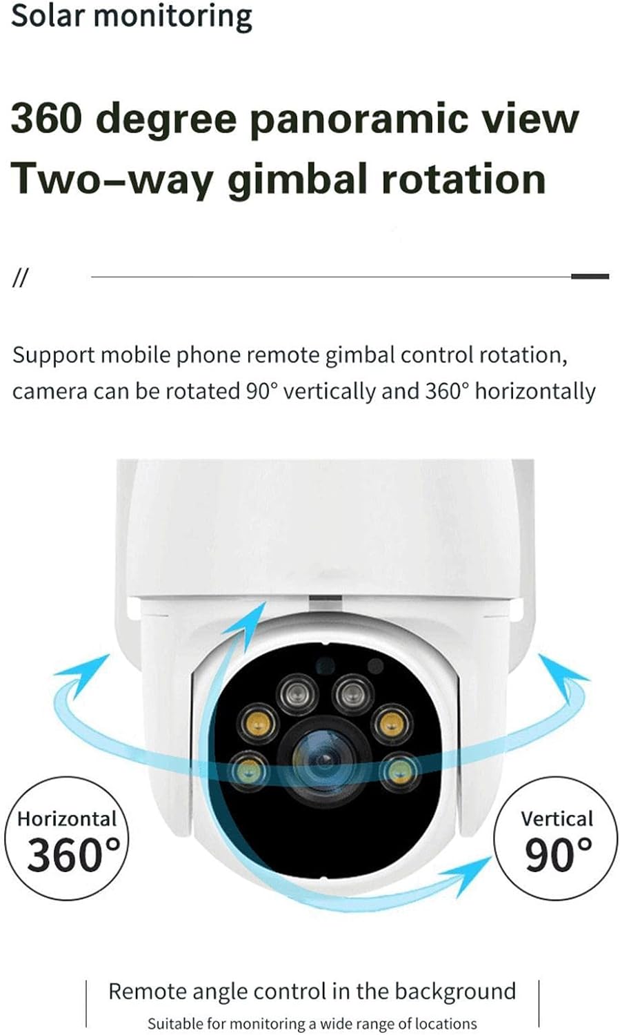 Solar Camera Security Outdoor | Rotatable Solar PTZ Rotation Network Monitoring Support 4G | Monitor Motion Detection Camera with Siren, Two-Way Audio