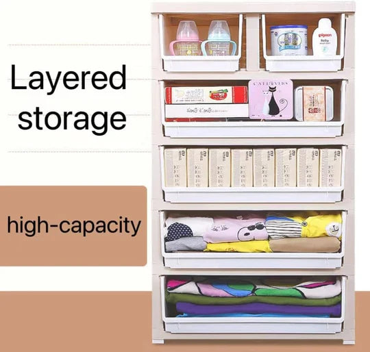5Layers Shelf Storage Cabinet Drawer Type Plastic Children's Wardrobe Multi-Layer Household Storage