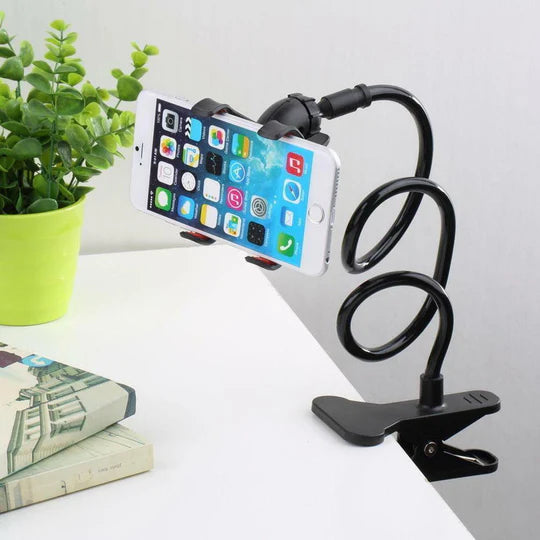 MOBILE PHONE FLEXIBLE 360° CLIP MOUNT STAND HOLDER BRACKET CLAMP DESK BED OFFICE