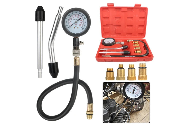 Gasoline Engine Compression Tester with M10 M12 M14 M18 Adapters