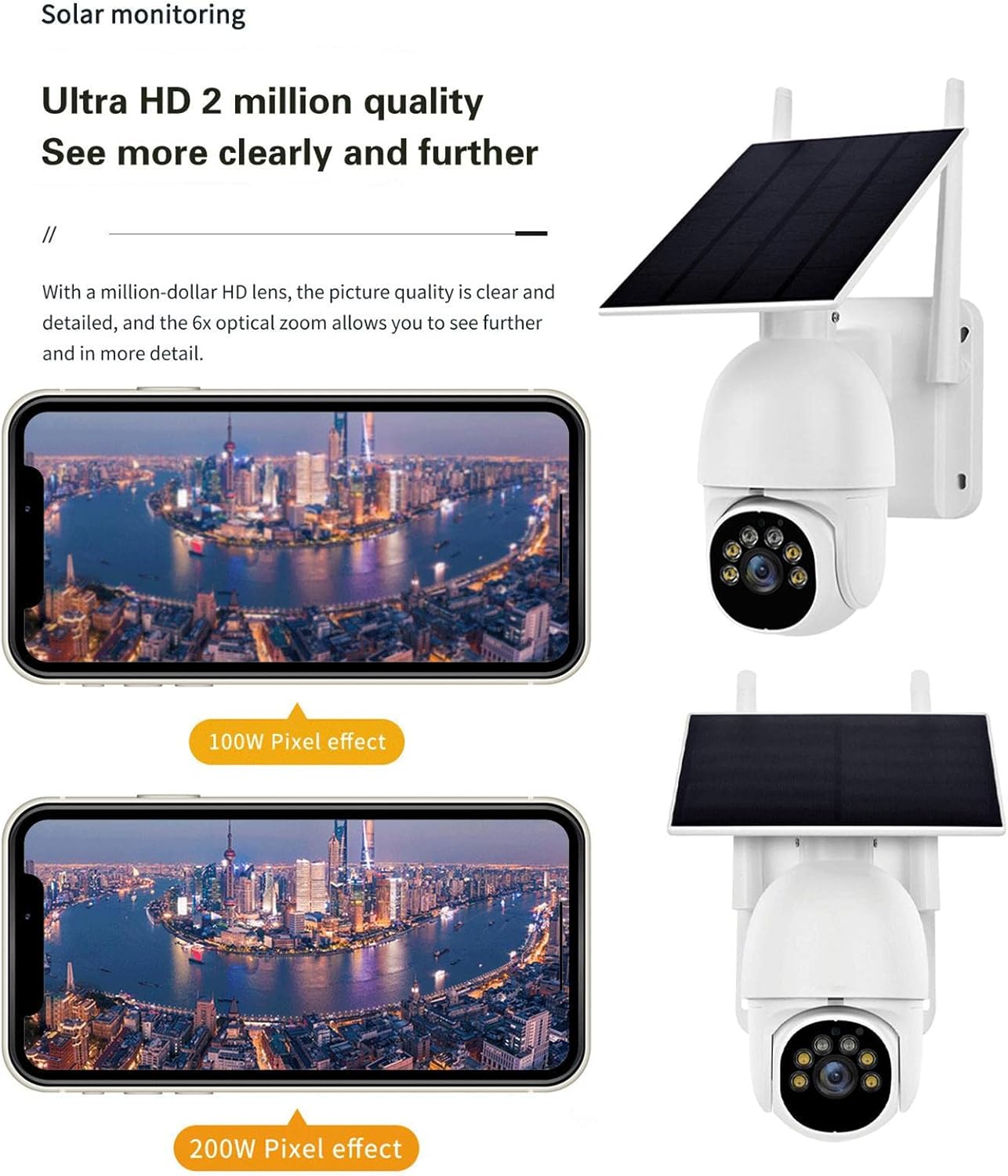 Solar Camera Security Outdoor | Rotatable Solar PTZ Rotation Network Monitoring Support 4G | Monitor Motion Detection Camera with Siren, Two-Way Audio