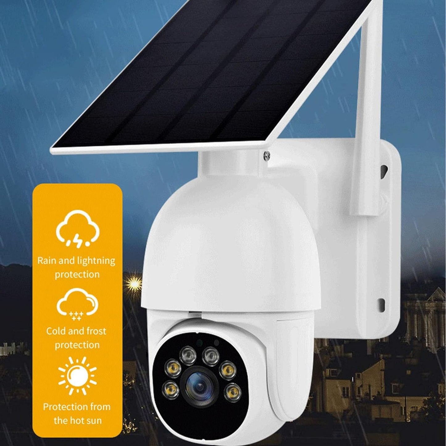 Solar Camera Security Outdoor | Rotatable Solar PTZ Rotation Network Monitoring Support 4G | Monitor Motion Detection Camera with Siren, Two-Way Audio