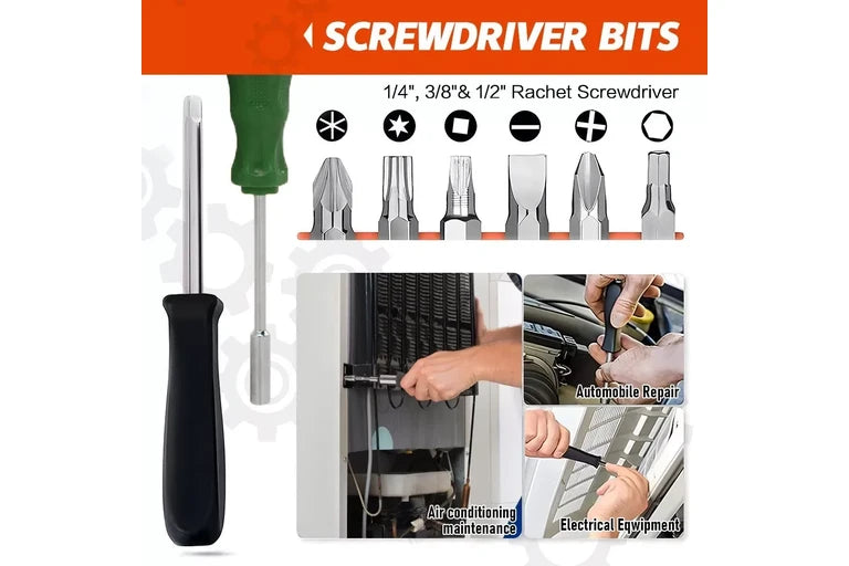 216pcs Mechanics Tool Kit Screwdriver Bit Wrench Repair Set