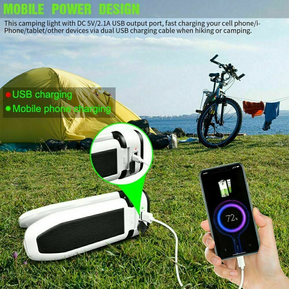 Portable Rechargeable Solar LED Camping Lamp Lantern Tent Outdoor Hiking Light
