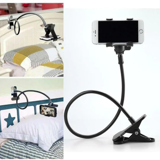 MOBILE PHONE FLEXIBLE 360° CLIP MOUNT STAND HOLDER BRACKET CLAMP DESK BED OFFICE