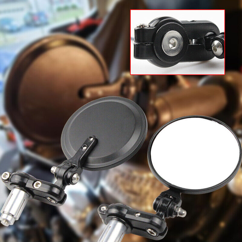 2PCE Universal Motorcycle Handle Bar End Mirrors Motorbike Side Rear View Set