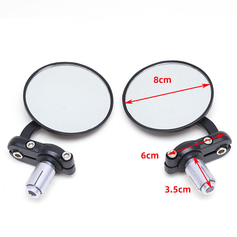 2PCE Universal Motorcycle Handle Bar End Mirrors Motorbike Side Rear View Set