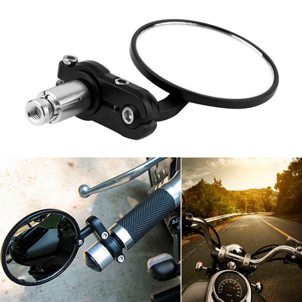2PCE Universal Motorcycle Handle Bar End Mirrors Motorbike Side Rear View Set