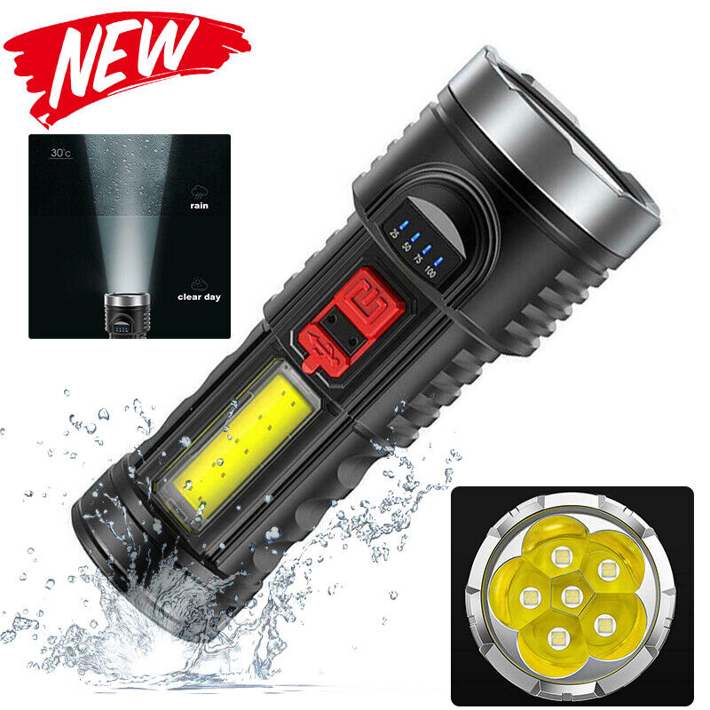 1200000LM COB 6 LED Flashlight USB Rechargeable Camping Torch Lamp Waterproof
