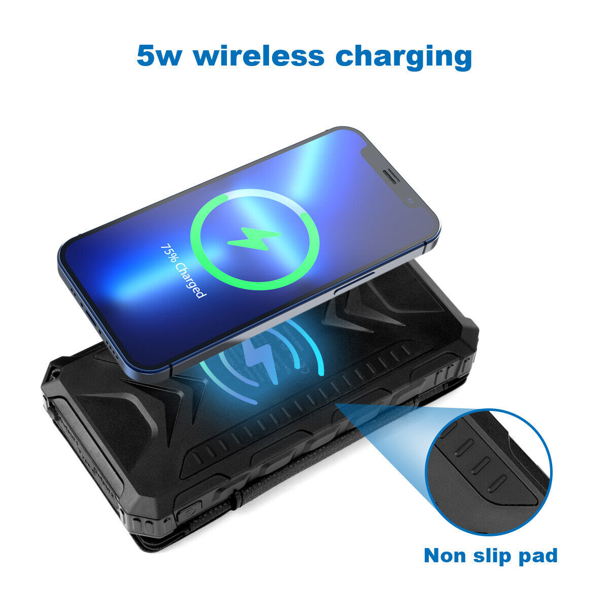 Solar Charging Portable 20000mAh QI Wireless Power Bank Folding panel For Phone