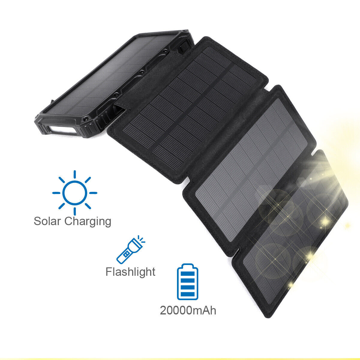 Solar Charging Portable 20000mAh QI Wireless Power Bank Folding panel For Phone
