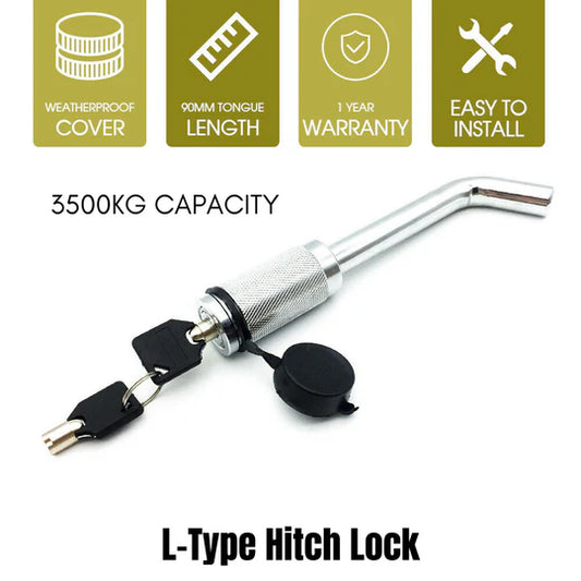 L-TYPE HITCH PIN LOCK SECURITY TOW BALL BAR CARAVAN TRAILER RECEIVER ANTI THEFT