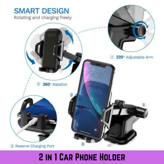 UNIVERSAL 360° WINDSHIELD MOUNT CAR HOLDER CRADLE LONG NECK FOR IPHONE12 SAMSUNG