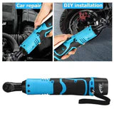 CORDLESS ELECTRIC RATCHET RIGHT ANGLE WRENCH TOOL 3/8'' 18V 90 100NM + 2 BATTERY