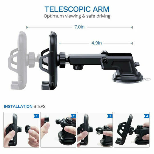UNIVERSAL 360° WINDSHIELD MOUNT CAR HOLDER CRADLE LONG NECK FOR IPHONE12 SAMSUNG
