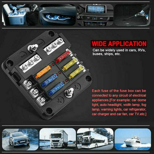 23PC 6 WAY BLADE FUSE BOX BLOCK HOLDER LED INDICATOR LIGHT 12V/32V