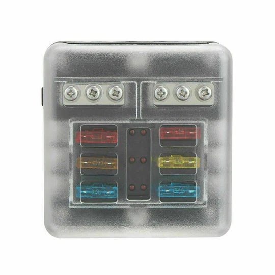 23PC 6 WAY BLADE FUSE BOX BLOCK HOLDER LED INDICATOR LIGHT 12V/32V