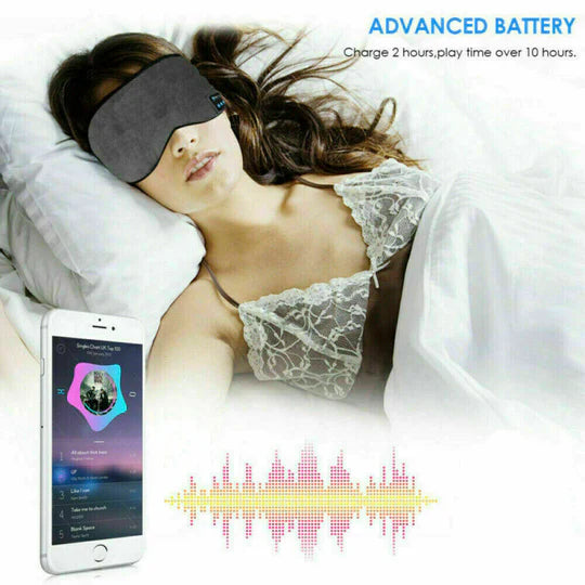 WIRELESS BLUETOOTH 5.0 STEREO EYE MASK HEADPHONES EARPHONE SLEEP MUSIC MASK PB
