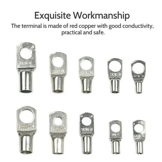 100pc/170pc/220pc Tinned Battery Copper Cable Lugs Crimp Terminals Kits Wire Connector Set