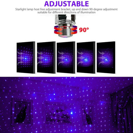 USB CAR ROOF ATMOSPHERE LAMP LED AMBIENT STAR STARRY LIGHT PROJECTOR