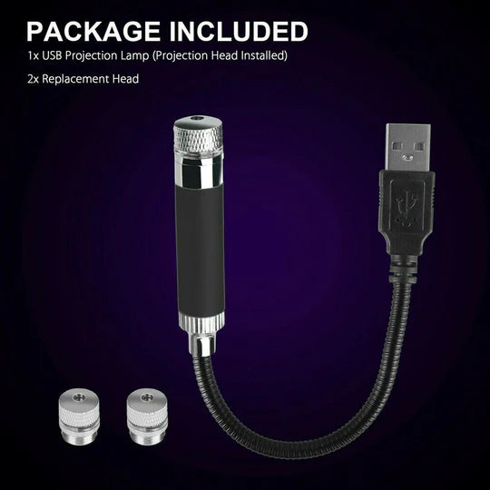 USB CAR ROOF ATMOSPHERE LAMP LED AMBIENT STAR STARRY LIGHT PROJECTOR