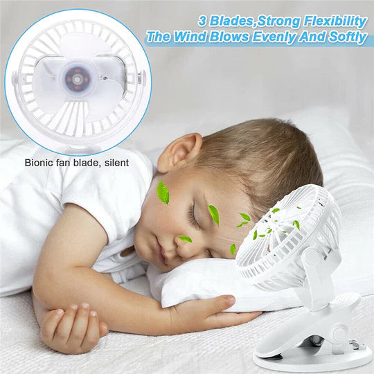 PORTABLE DESK FAN MINI USB RECHARGEABLE QUIET COOLER TABLE CLIP PRAM COOLING